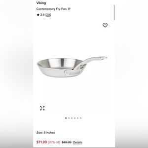 Viking Contemporary Silver Fry Pan, 8"